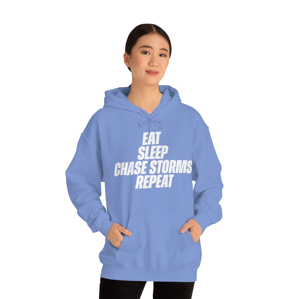 Eat, Sleep, Chase Storms, Repeat Sudadera con capucha 