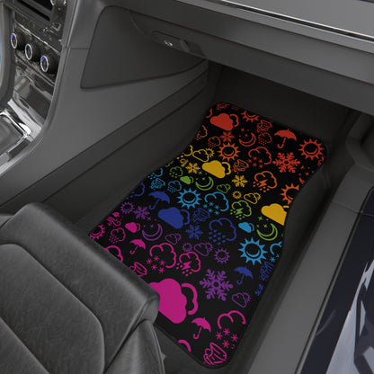 Wx Icon (Black/Rainbow) Car Mats (Set of 4)