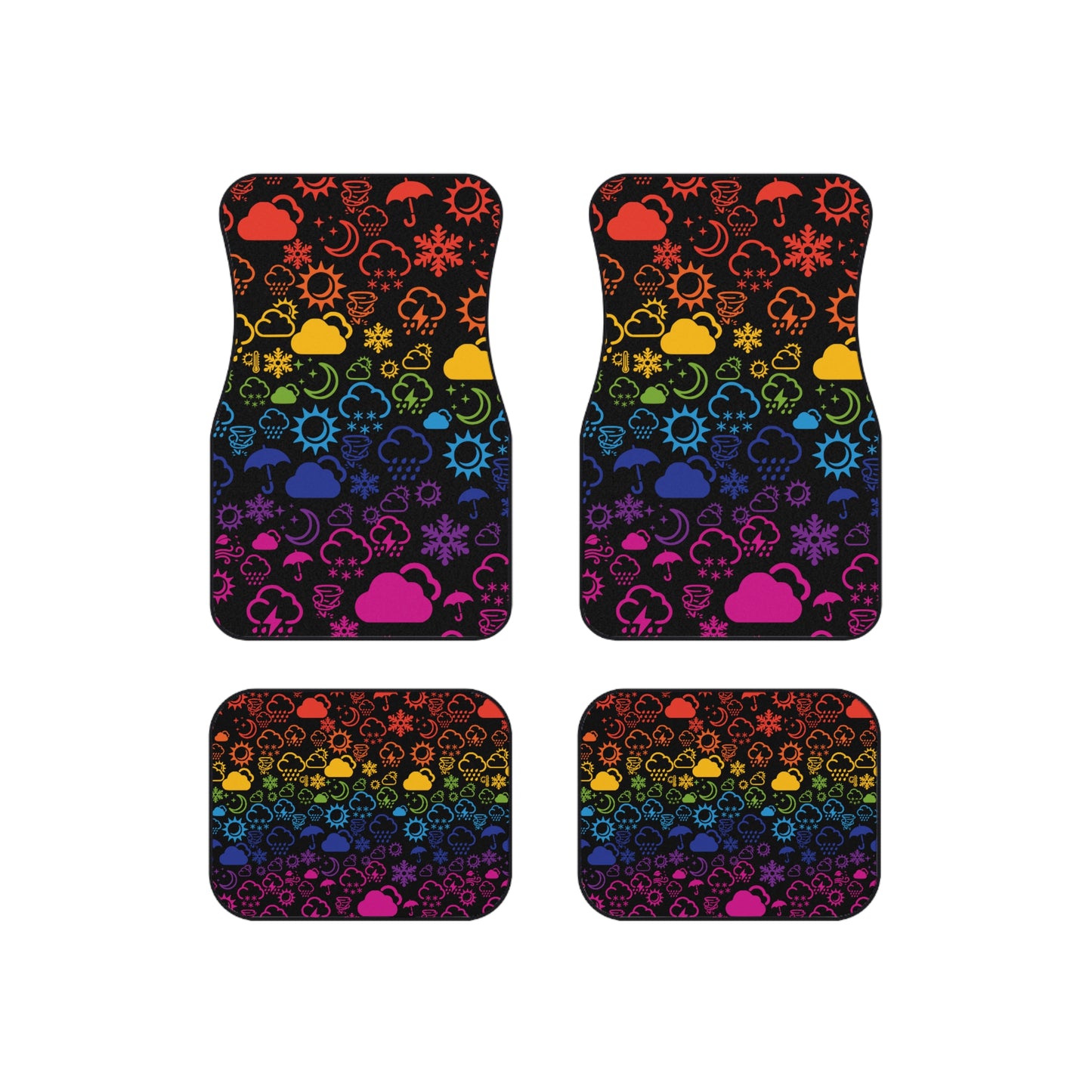 Wx Icon (Black/Rainbow) Car Mats (Set of 4)