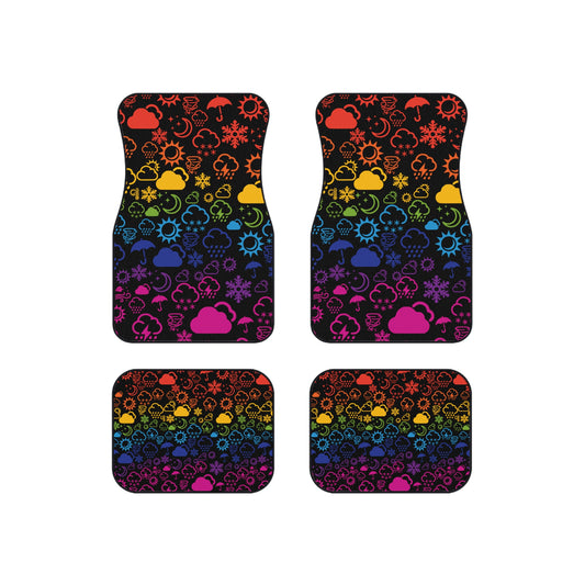 Wx Icon (Black/Rainbow) Car Mats (Set of 4)