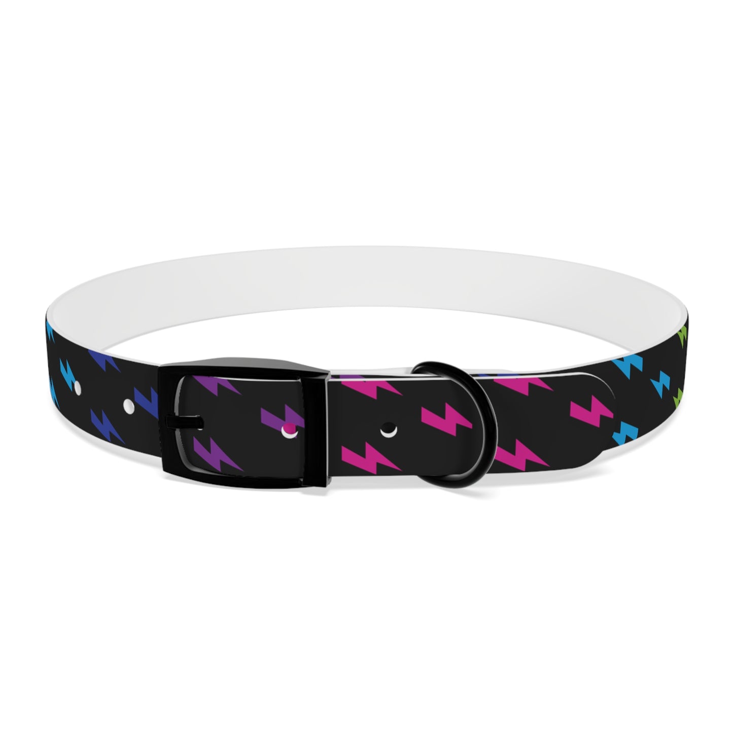 Lightning Icon (Black/Rainbow) Dog Collar