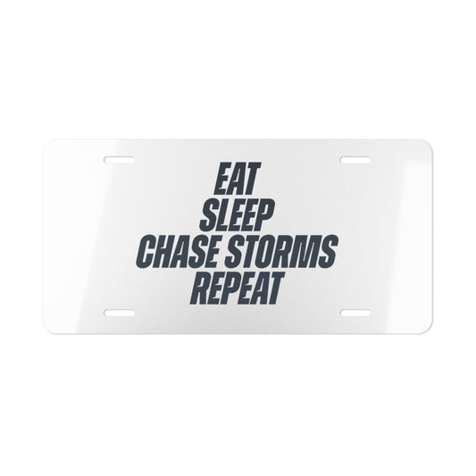 Eat, Sleep, Chase Storms, Repeat License Plate