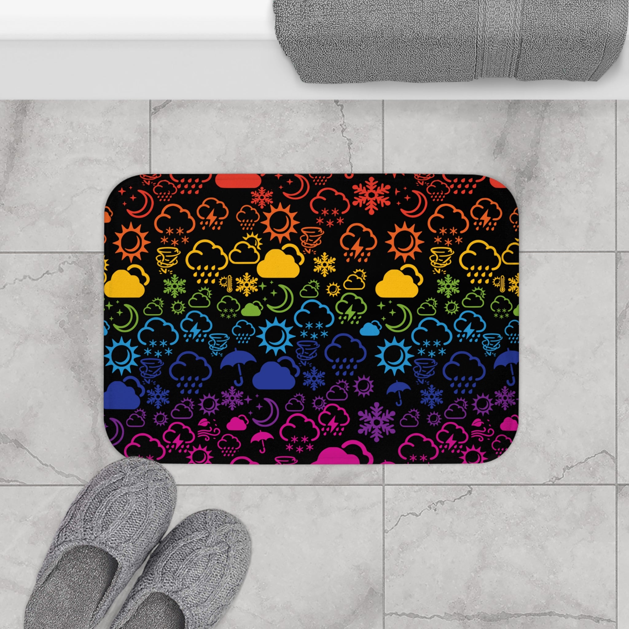 Wx Icon (Black/Rainbow) Bath Mat 