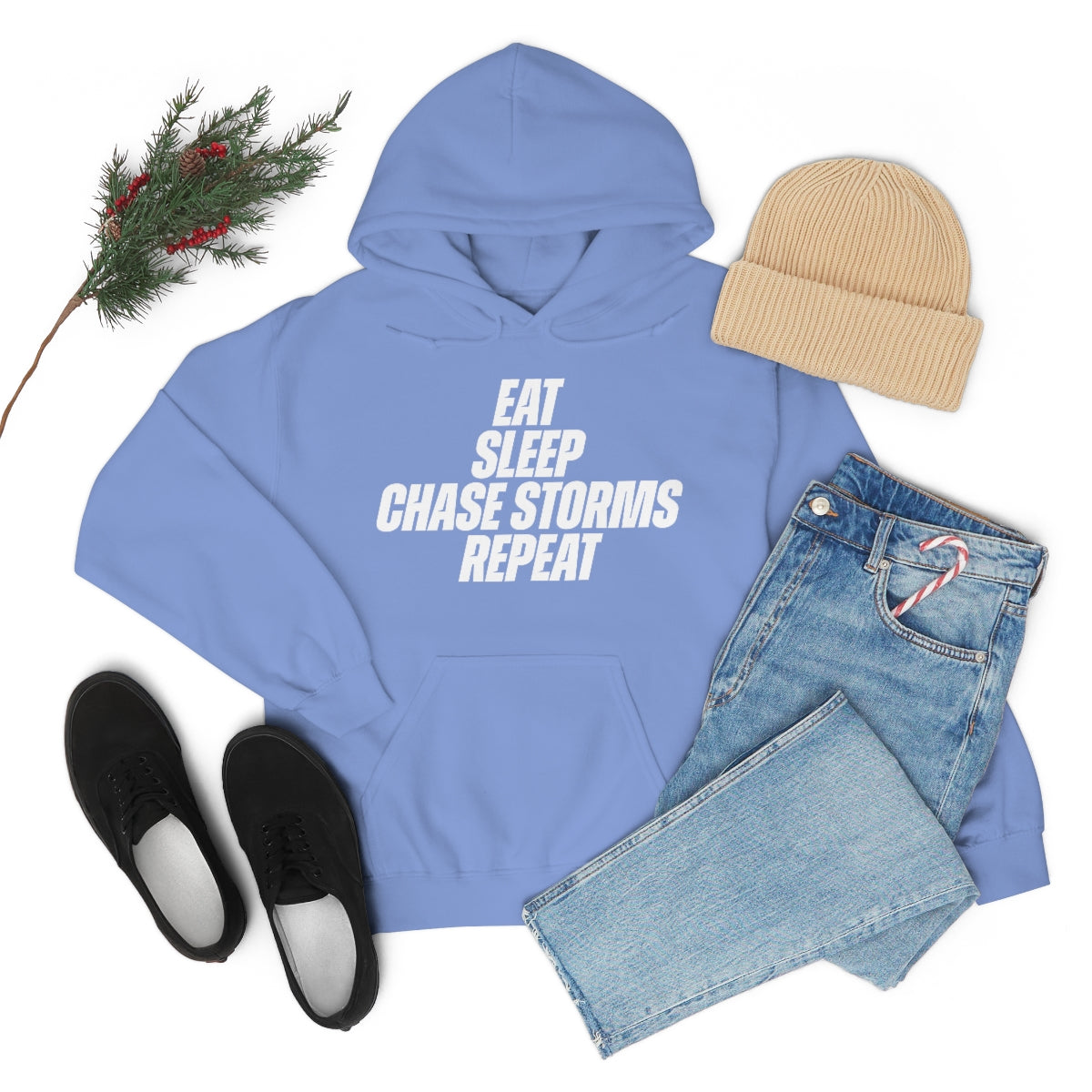 Eat, Sleep, Chase Storms, Repeat Sudadera con capucha 