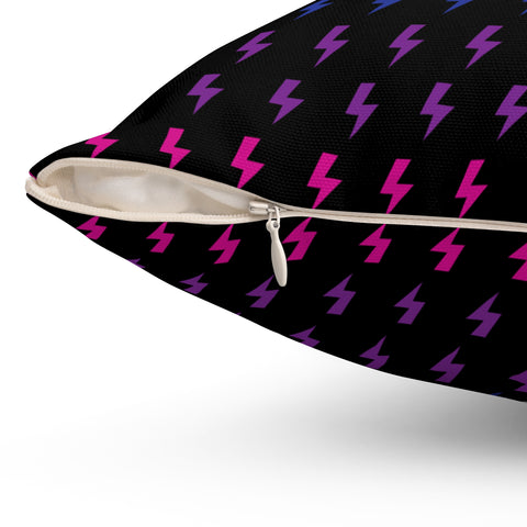 Lightning (Black/Rainbow) Throw Pillow