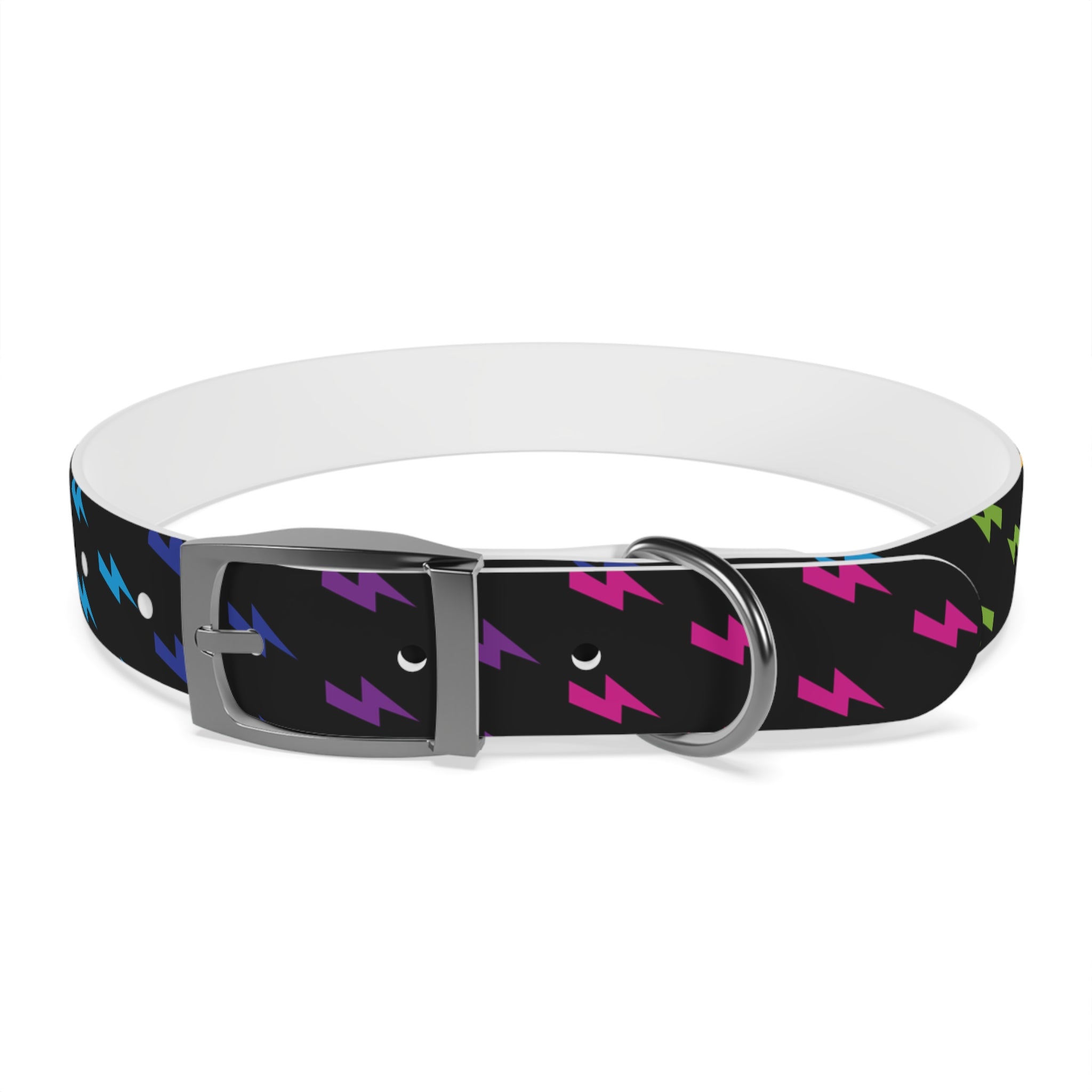 Lightning Icon (Black/Rainbow) Dog Collar 