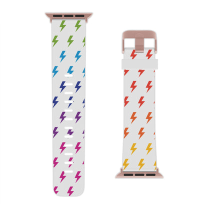 Lightning Icon (White/Rainbow) Watch Band for Apple Watch