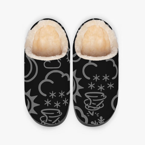 Wx Icon (Black/Gray) Fluffy Slippers