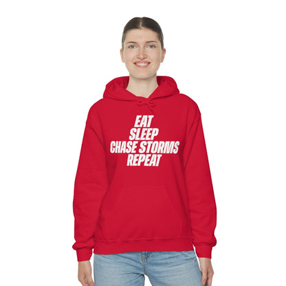 Eat, Sleep, Chase Storms, Repeat Sudadera con capucha 