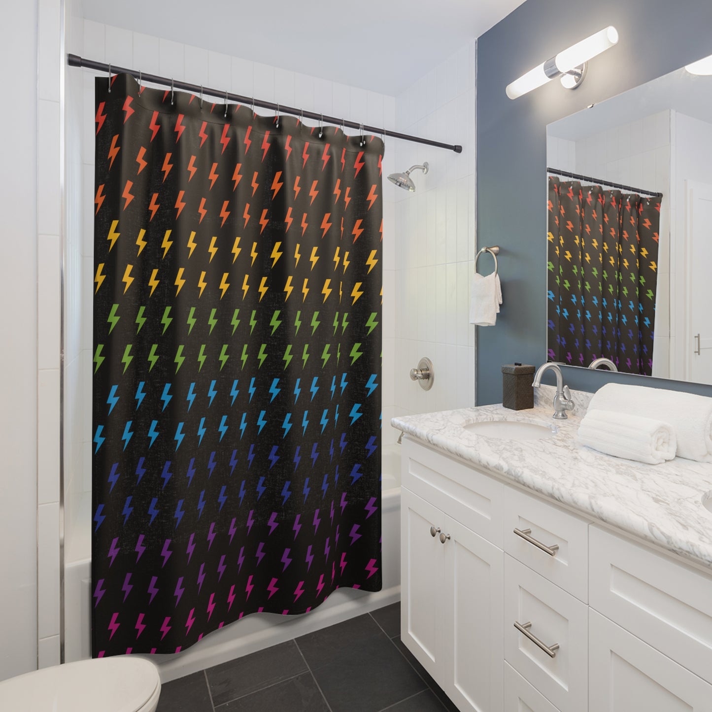 Lightning (Black/Rainbow) Shower Curtain