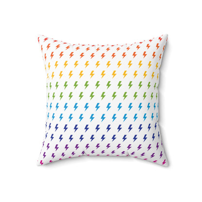 Lightning (White/Rainbow) Throw Pillow