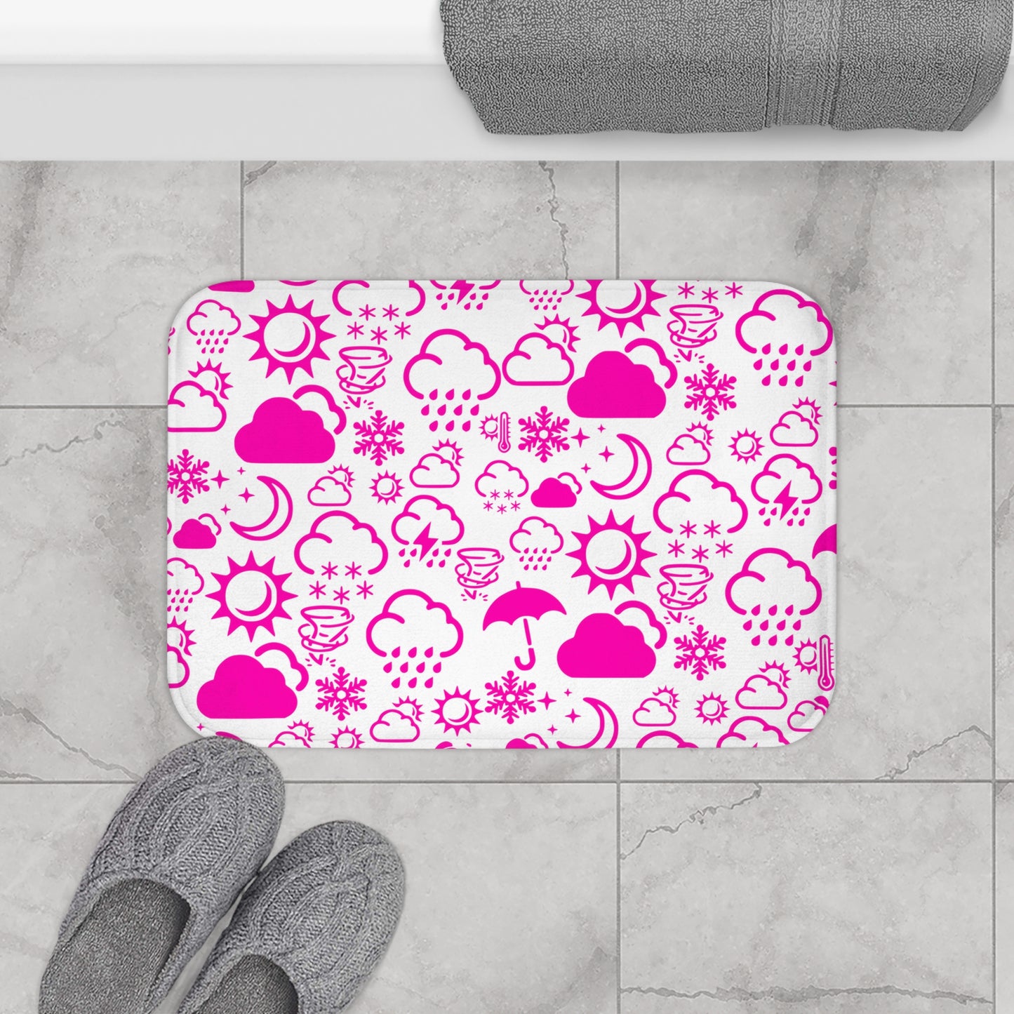 Wx Icon (White/Pink) Bath Mat