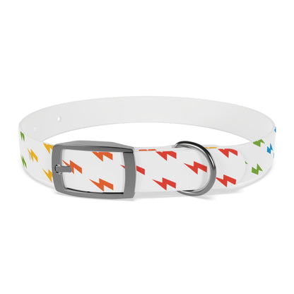 Lightning Icon (White/Rainbow) Dog Collar