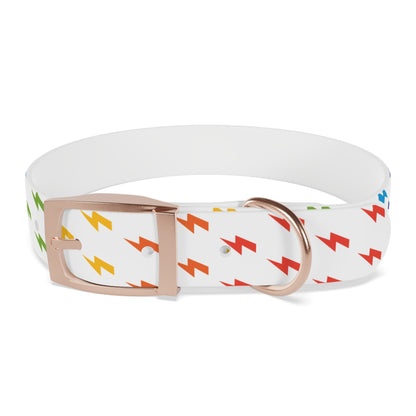 Lightning Icon (White/Rainbow) Dog Collar