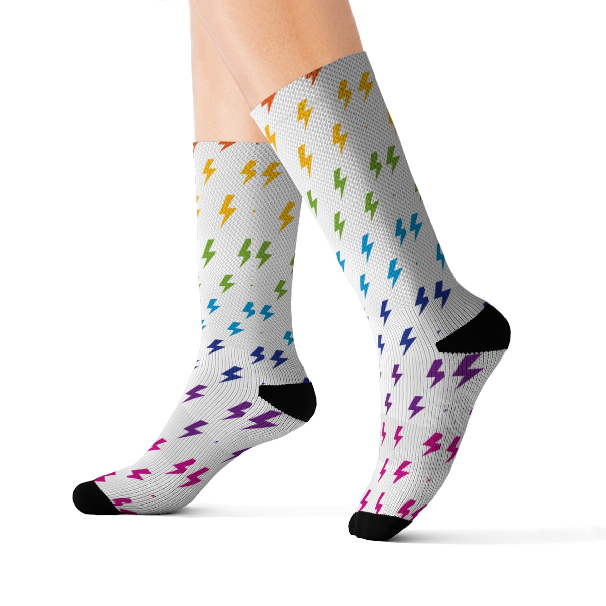 Foudre (Blanc/Arc-en-ciel) Chaussettes 