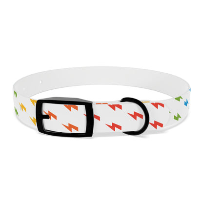 Lightning Icon (White/Rainbow) Dog Collar