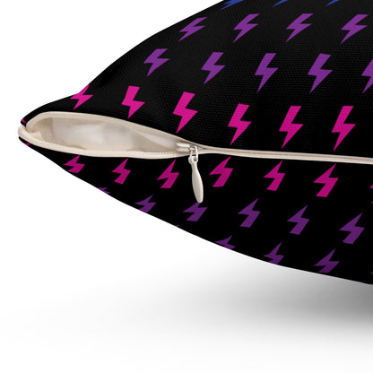 Lightning (Black/Rainbow) Throw Pillow