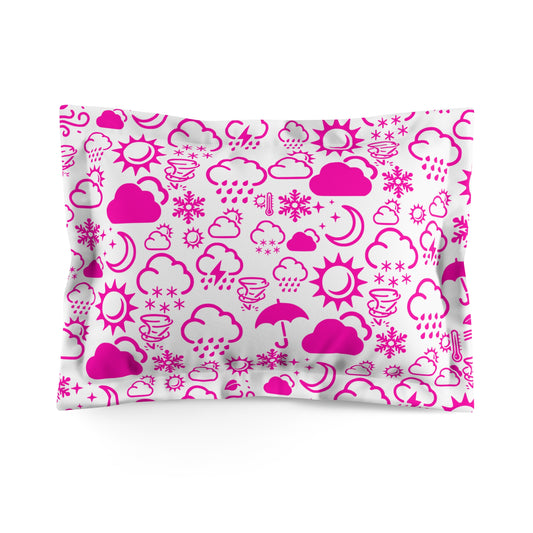 Wx Icon (White/Pink) Microfiber Pillow Sham