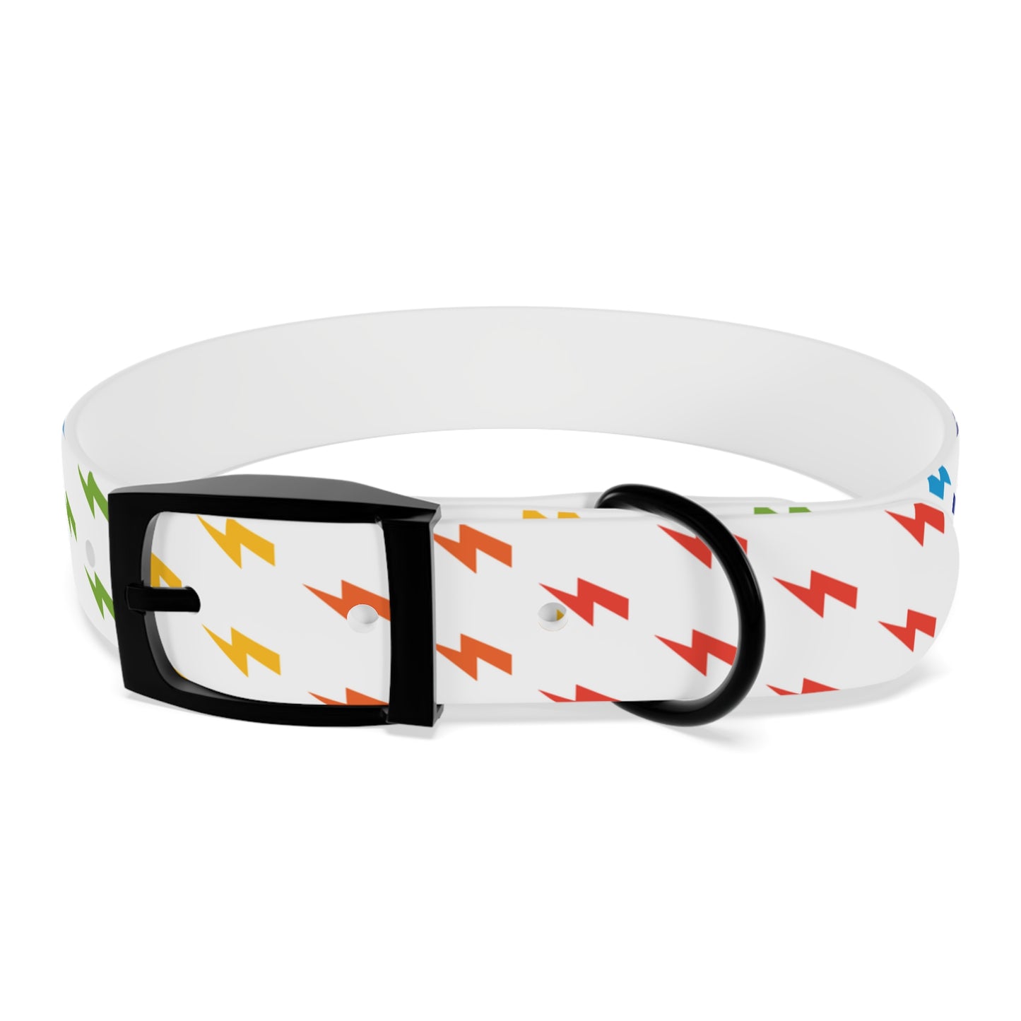 Lightning Icon (White/Rainbow) Dog Collar