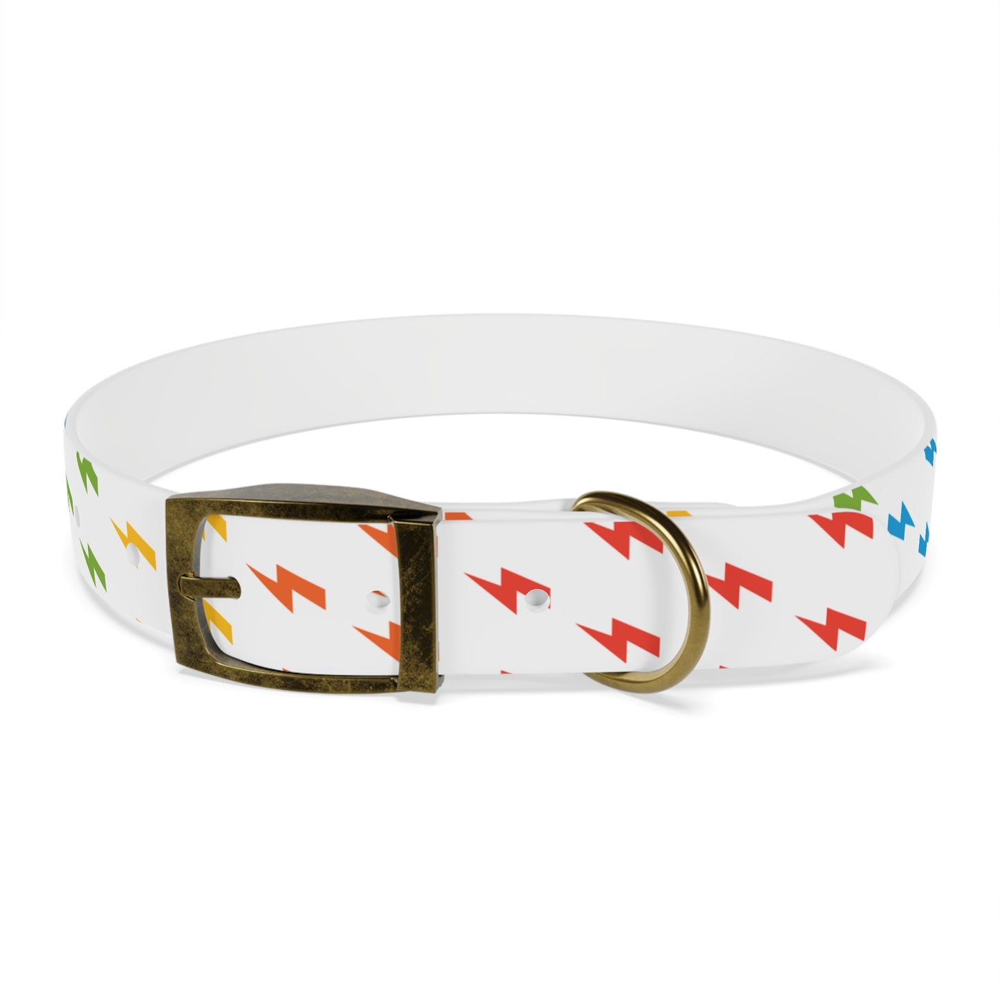 Lightning Icon (White/Rainbow) Dog Collar