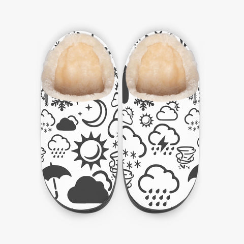 Wx Icon (White/Black) Fluffy Slippers