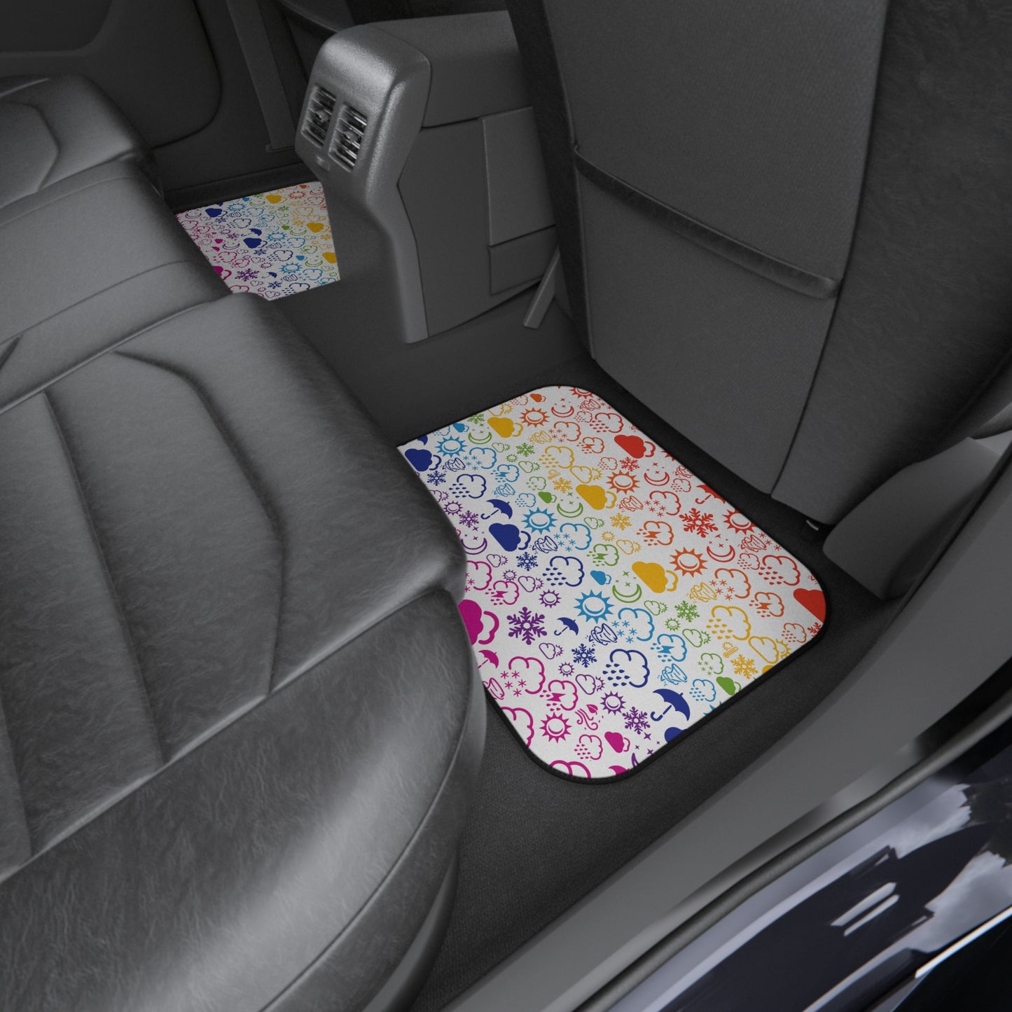 Wx Icon (White/Rainbow) Car Mats (Set of 4)