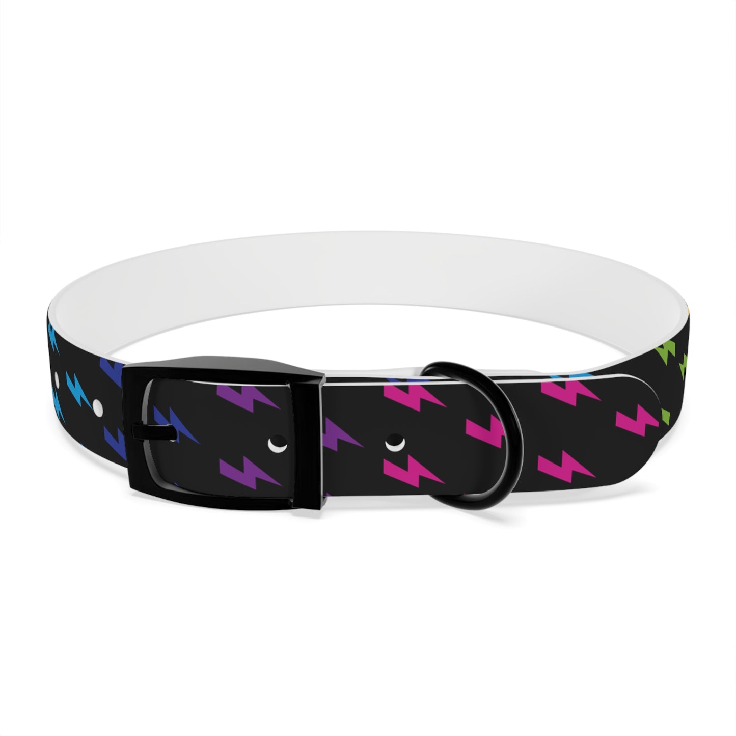 Lightning Icon (Black/Rainbow) Dog Collar