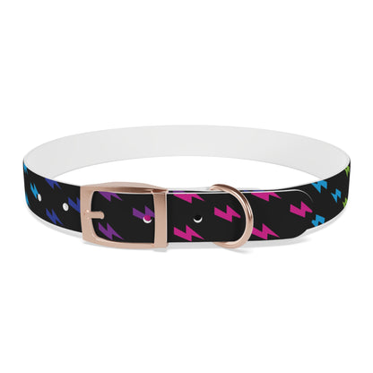 Lightning Icon (Black/Rainbow) Dog Collar