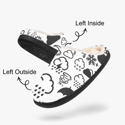 Wx Icon (White/Black) Fluffy Slippers