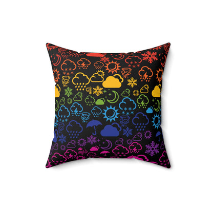 Wx Icon (Black/Rainbow) Throw Pillow