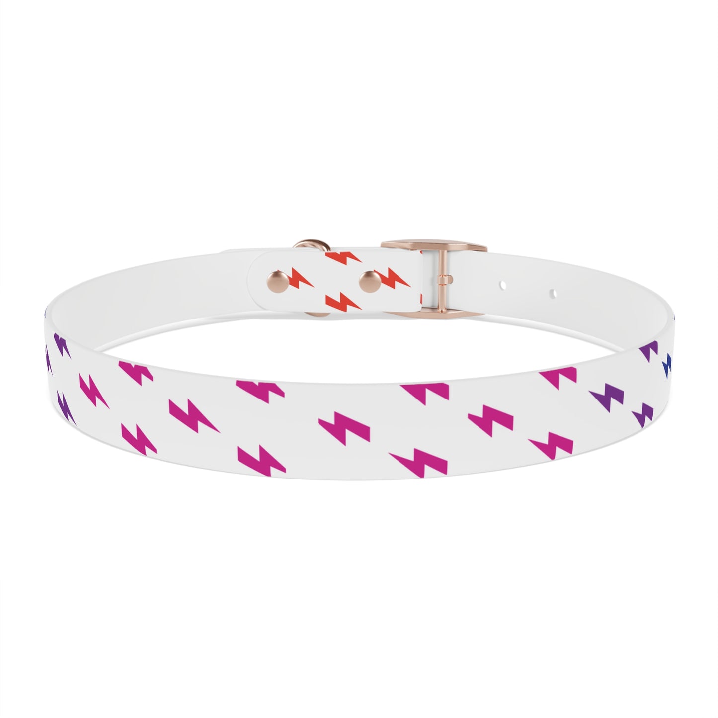 Lightning Icon (White/Rainbow) Dog Collar