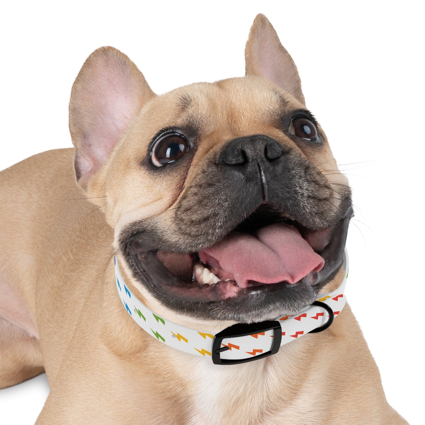 Lightning Icon (White/Rainbow) Dog Collar