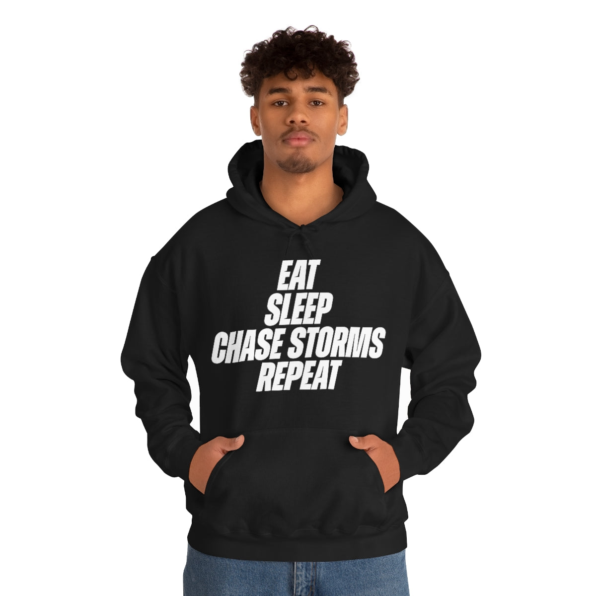 Eat, Sleep, Chase Storms, Repeat Sudadera con capucha 