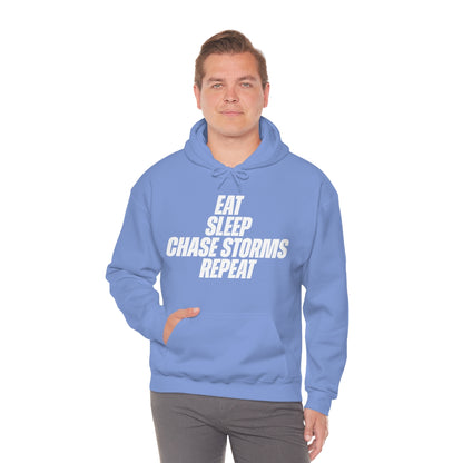 Eat, Sleep, Chase Storms, Repeat Sudadera con capucha 