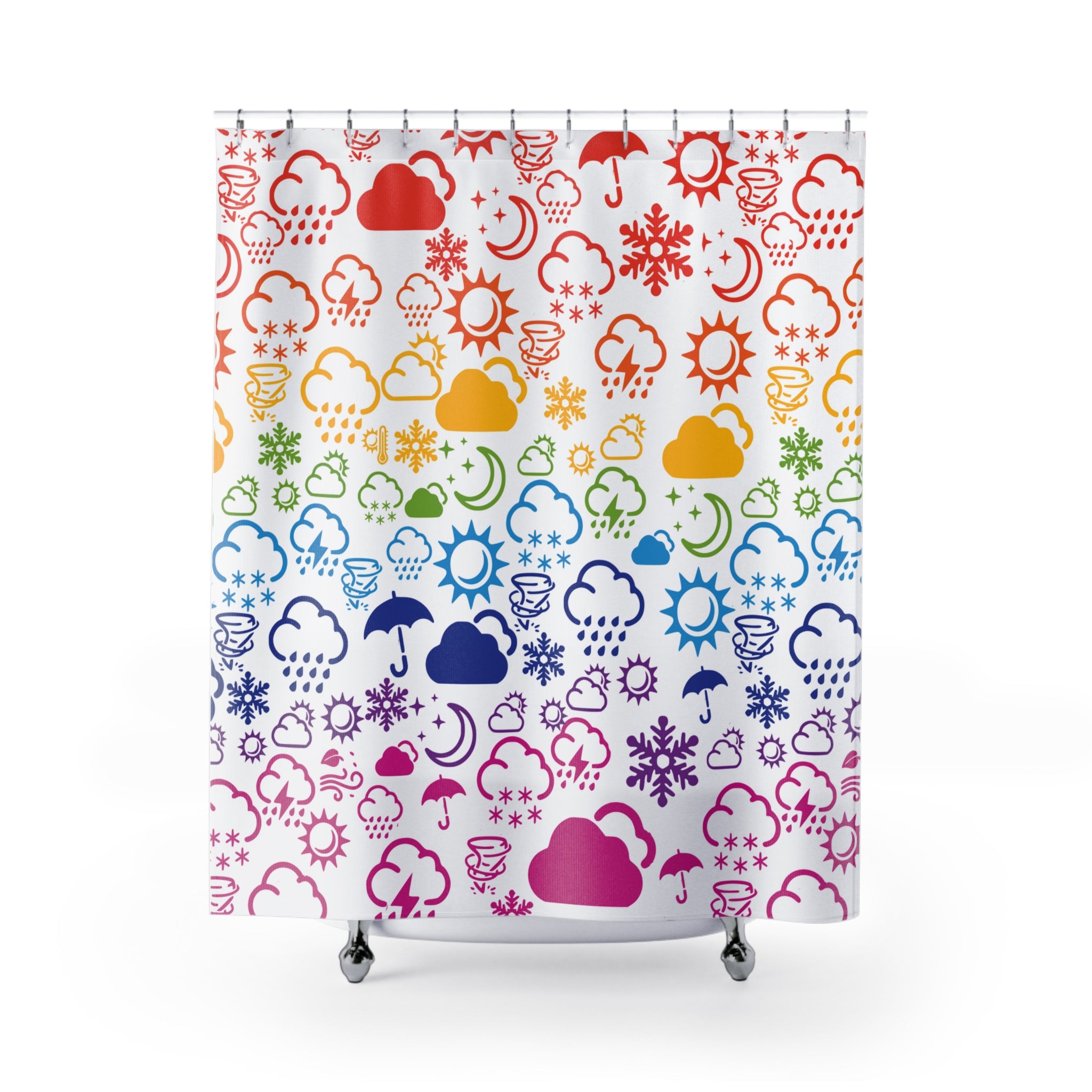 Wx Icon (White/Rainbow) Shower Curtain 