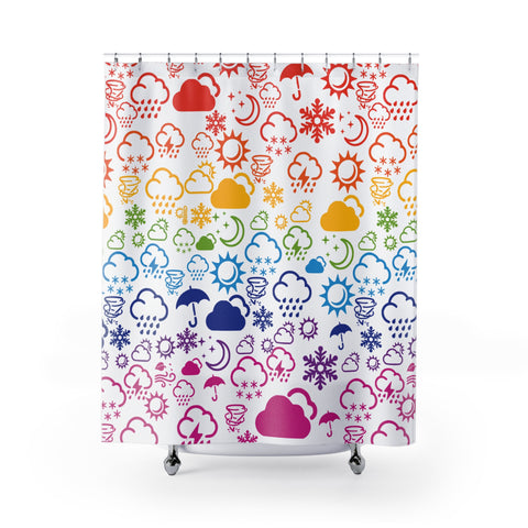 Wx Icon (White/Rainbow) Shower Curtain