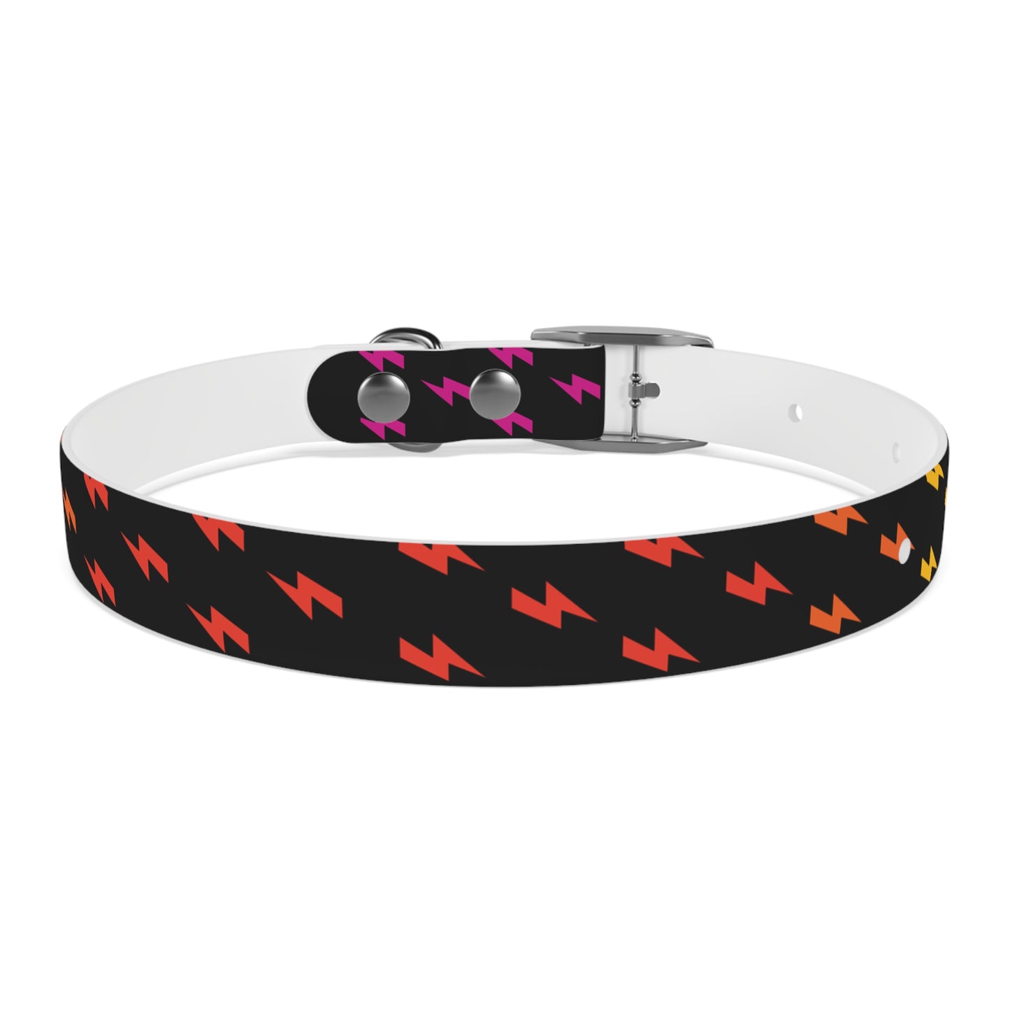 Lightning Icon (Black/Rainbow) Dog Collar