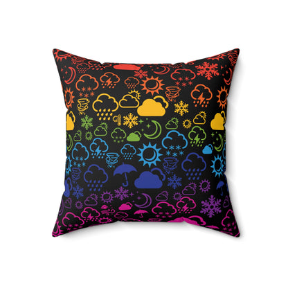 Wx Icon (Black/Rainbow) Throw Pillow