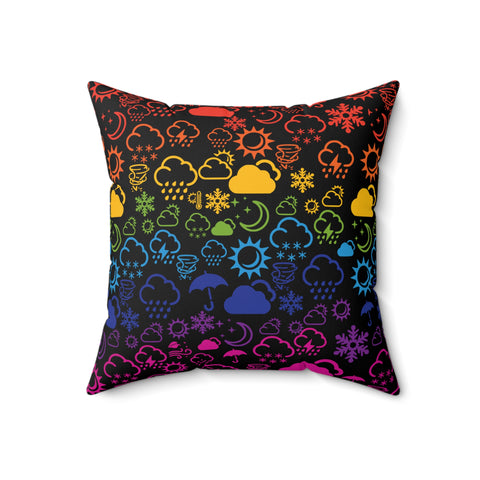 Wx Icon (Black/Rainbow) Throw Pillow