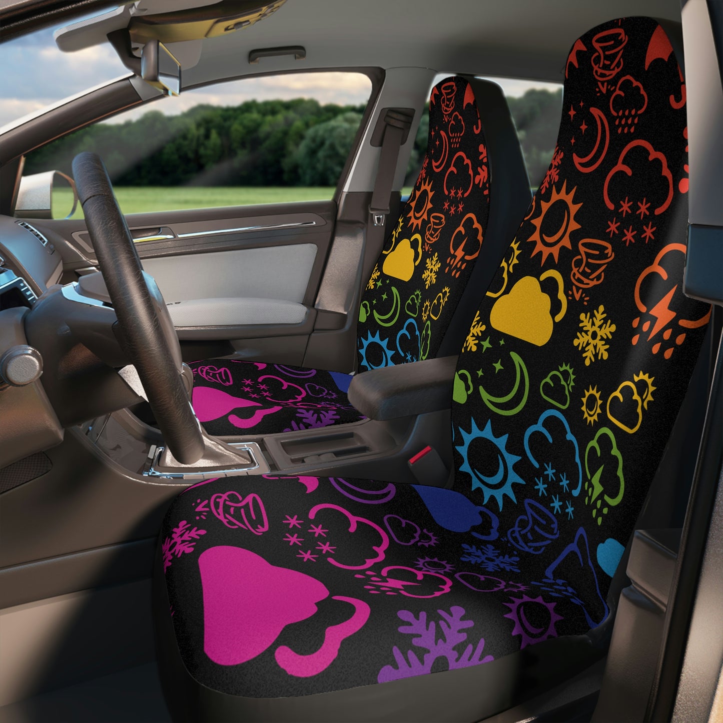 Wx Icon (Rainbow/Black) Car Seat Covers