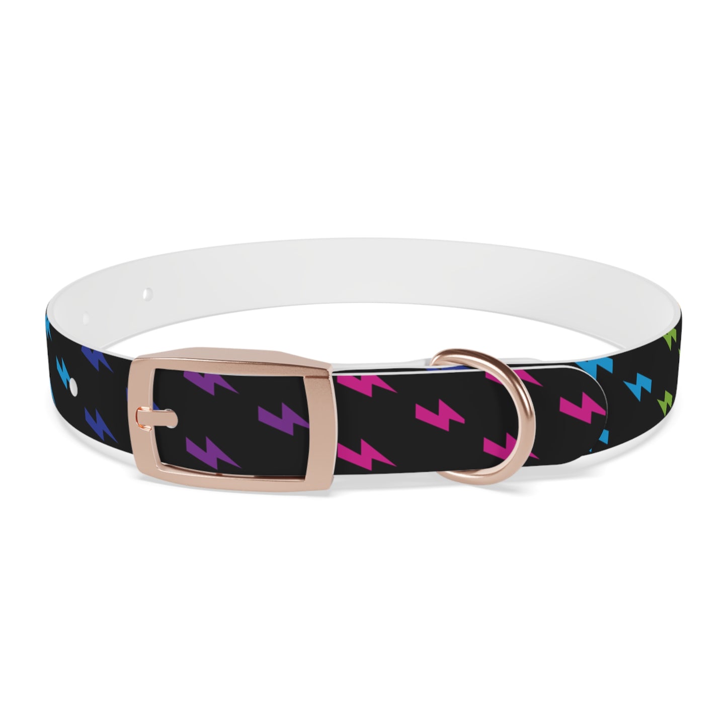 Lightning Icon (Black/Rainbow) Dog Collar