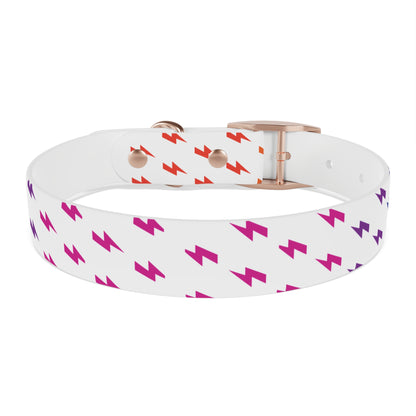 Lightning Icon (White/Rainbow) Dog Collar