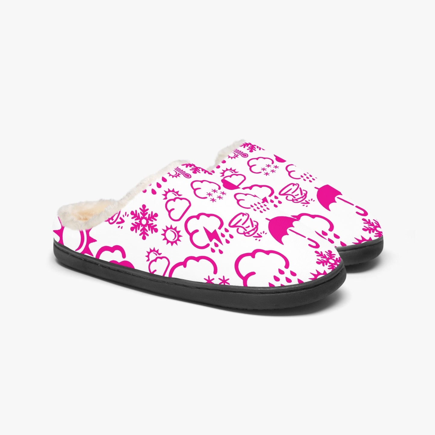 Wx Icon (White/Pink) Fluffy Slippers