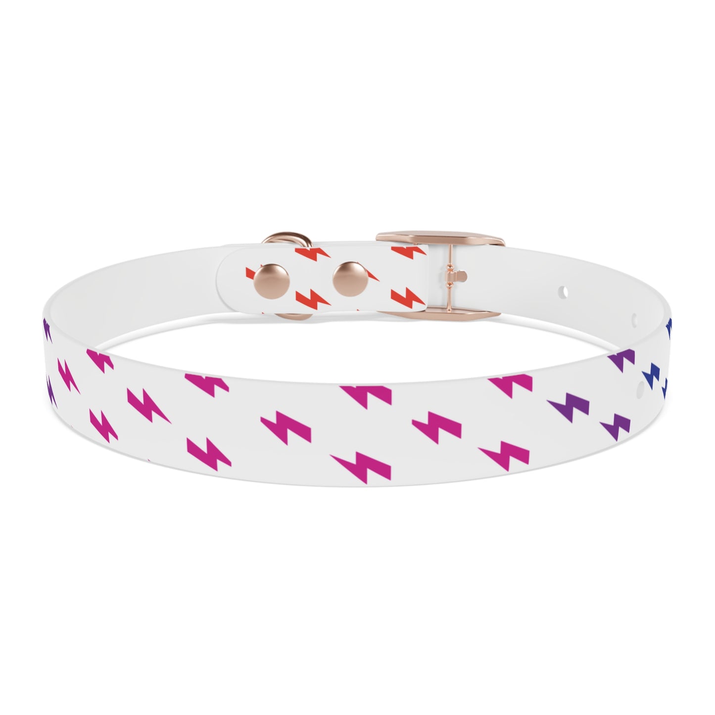 Lightning Icon (White/Rainbow) Dog Collar