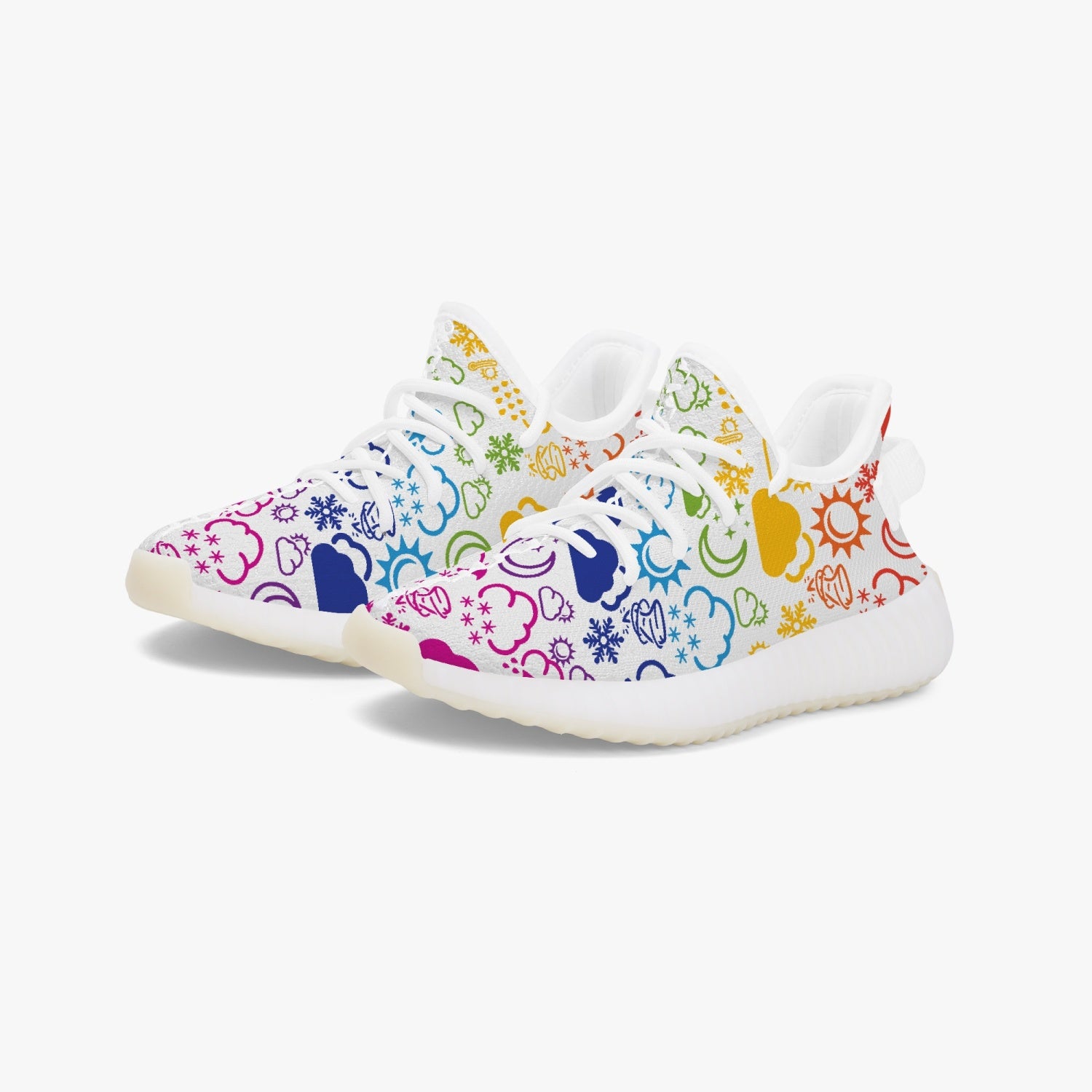 Wx Icon (White/Rainbow) Kids' Mesh Knit Sneakers 