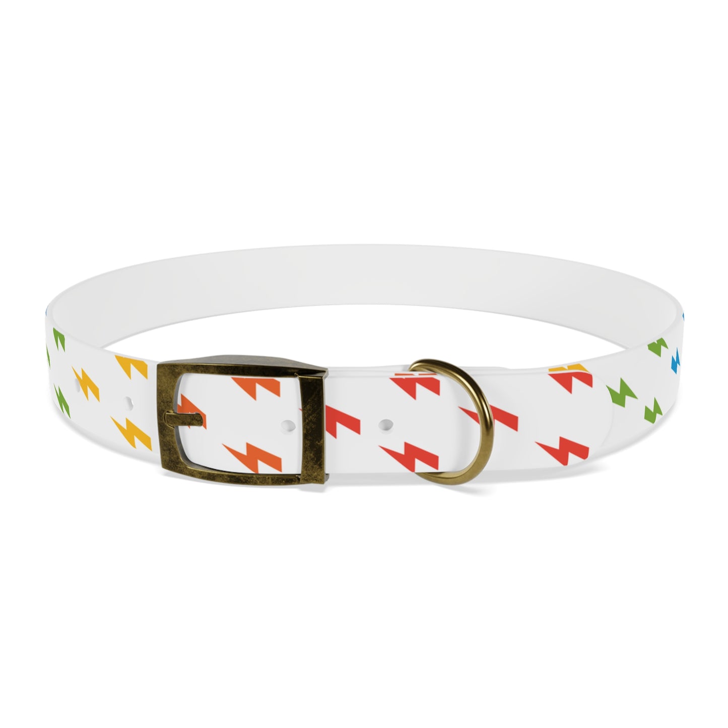 Lightning Icon (White/Rainbow) Dog Collar