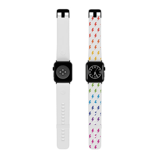 Lightning Icon (White/Rainbow) Watch Band for Apple Watch