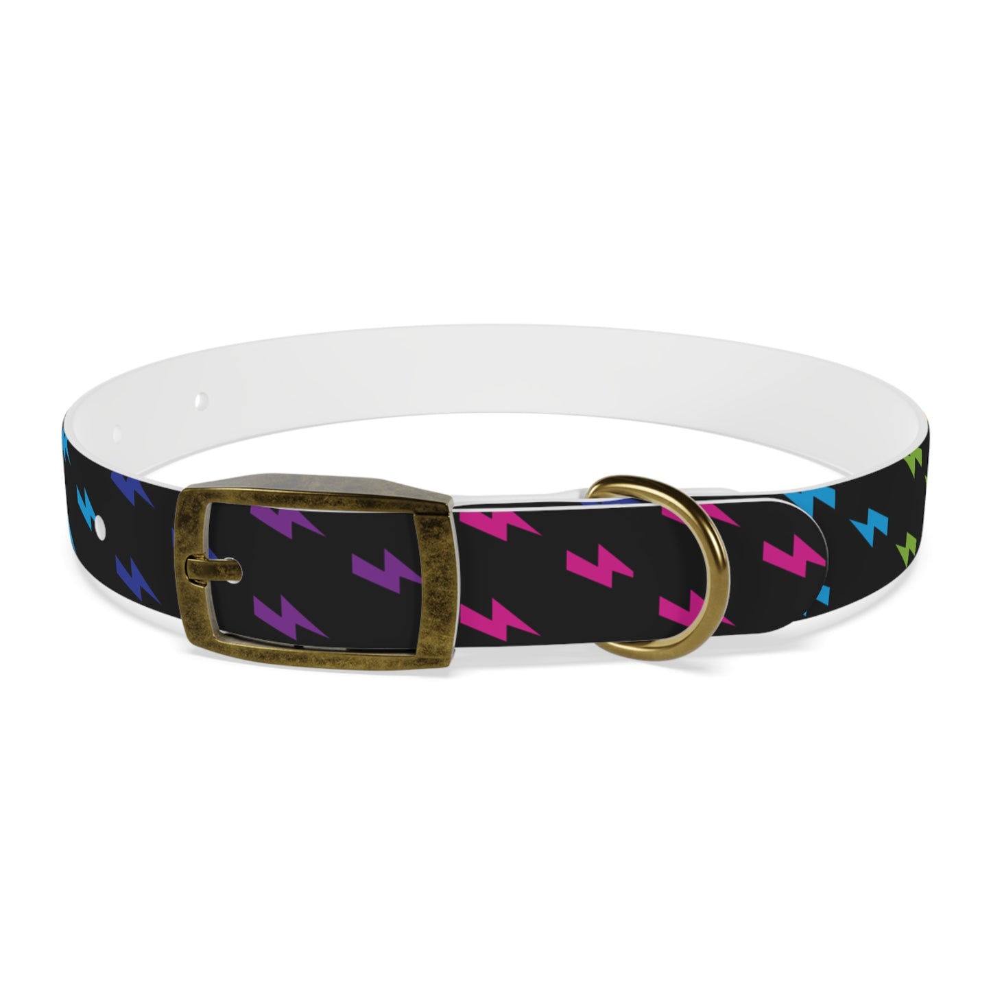 Lightning Icon (Black/Rainbow) Dog Collar