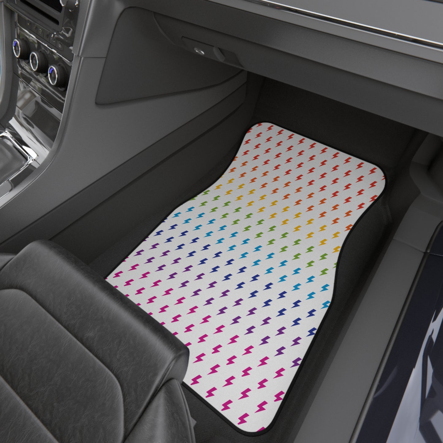 Lightning (White/Rainbow) Car Mats (Set of 4)