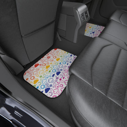 Wx Icon (White/Rainbow) Car Mats (Set of 4)